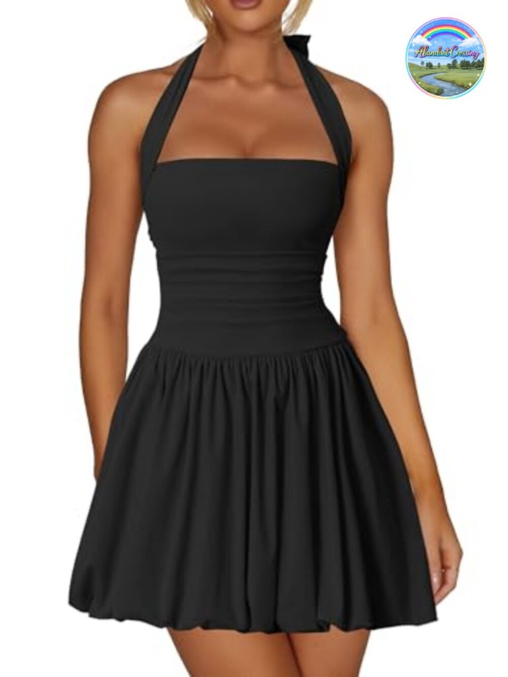 Sexy Halter Bubble Hem Corset Bodycon Mini Club Dress Backless Sleeveless
